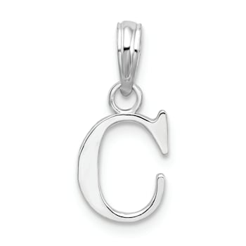 Sterling Silver Polished Block Initial -C- Pendant
