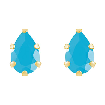 6x4mm Pear Shape Turquoise 10k Yellow Gold Stud Earrings