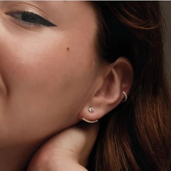 14K Yellow Gold 0.25ctw Round Lab-Grown Diamond Hoop Earrings