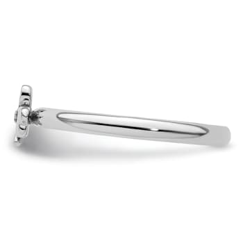 Rhodium Over Sterling Silver Stackable Expressions Diamond Clover Ring 0.005ctw