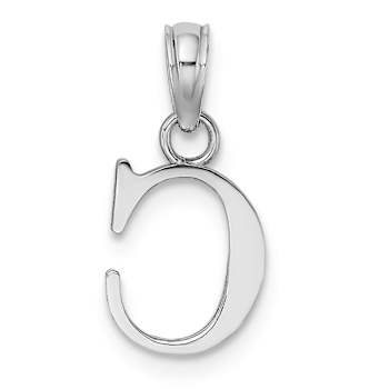 Rhodium Over 14k White Gold Polished Block Letter C Initial Pendant