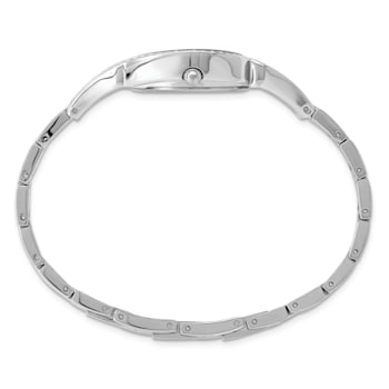 Ladies Charles Hubert Chrome-finish Black Dial Watch