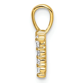14K Yellow Gold Lab Grown Diamond Letter T Initial Pendant
