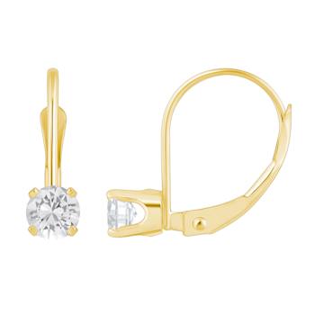 4mm Round White Topaz 14k Yellow Gold Drop Earrings