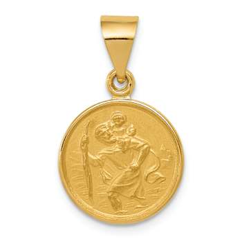 18k Yellow Gold Satin Saint Christopher Medal Pendant