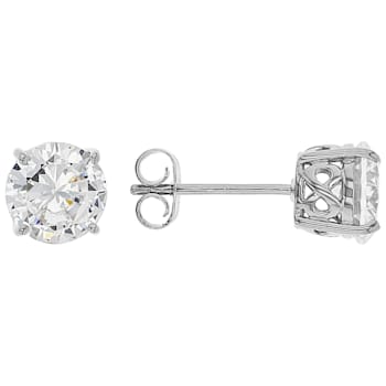 White Cubic Zirconia Rhodium Over Sterling Silver Stud Earrings 4.37ctw