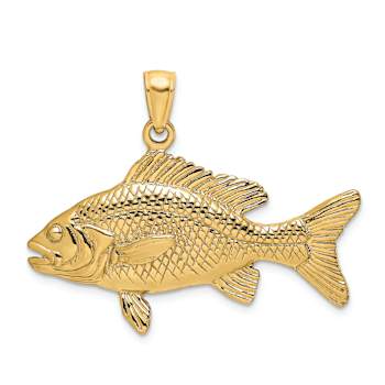 14k Yellow Gold 3D Textured Red Snapper Fish Charm
