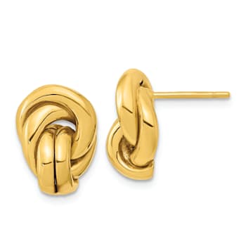 14k Yellow Gold Polished Love Knot Stud Earrings