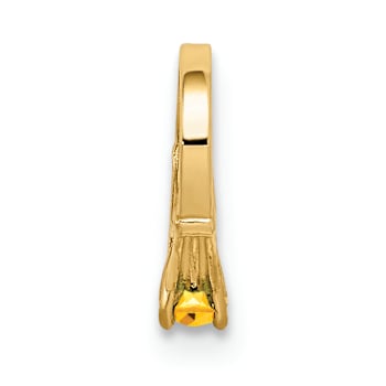 14k Yellow Gold 3D Ring with Yellow Cubic Zirconia November Birthstone Charm