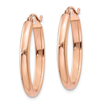 14k Rose Gold 15/16" Polished Half-Round Oval Hoop Earrings