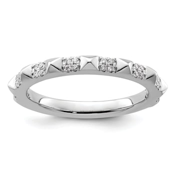 14K White Gold Stackable Expressions Diamond Ring 0.128ctw