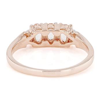 Morganite And White Diamond Band Ring In 18K Rose Gold Over Sterling
Silver 0.52ctw