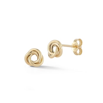 Bellissima Gold 14K Yellow Gold Rounded Dainty Love Knot Studs
