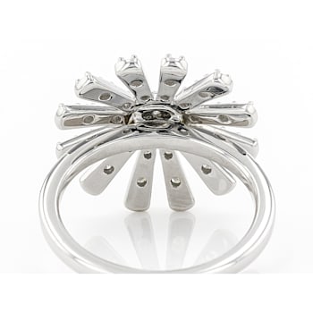 White Diamond Rhodium Over Sterling Silver Floral Inspired Cluster Ring 0.20ctw