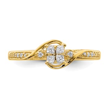 10K Yellow Gold Lab Grown Diamond Cluster Engagement Ring 0.19ctw