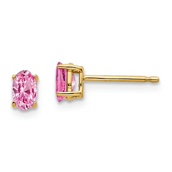 14K Yellow Gold Pink Sapphire Earrings