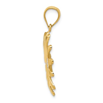 14K Two-tone Gold  Textured Sunflower Pendant