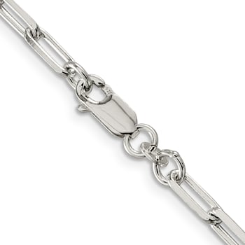 Sterling Silver 4.25mm Elongated Open Link Chain Bracelet