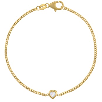 14K Yellow Gold Over Sterling Silver Lab Created Opal Curb Chain
Bracelet .12ctw