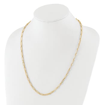 14K Yellow Gold Polished Flat Oval Link Necklace
