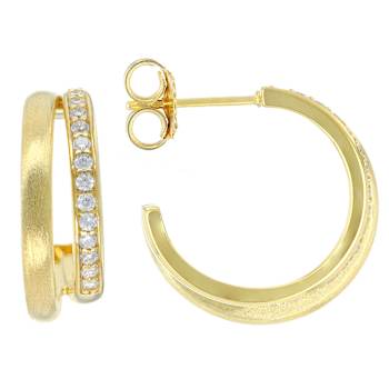 CZ J-Hoop Earrings In 18K Gold Over Sterling Silver 0.81ctw