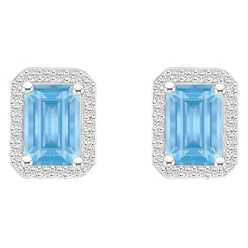 7x5mm Emerald Cut Simulated Aquamarine And Created White Sapphire 10k
White Gold Stud Earrings