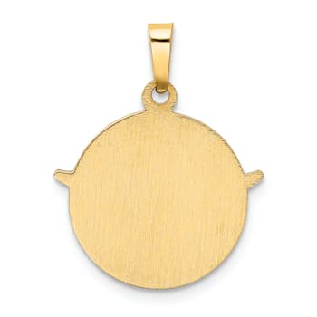 14k Yellow Gold Satin Holy Spirit Medal Round Pendant