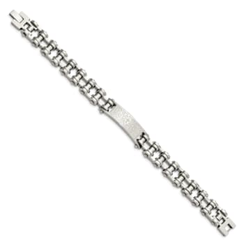 Stainless Steel Polished Spanish Lord's Prayer Link Bracelet