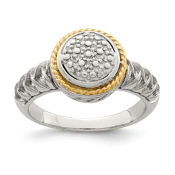 Rhodium Over Sterling Silver with 14K Accent Polished Diamond Ring