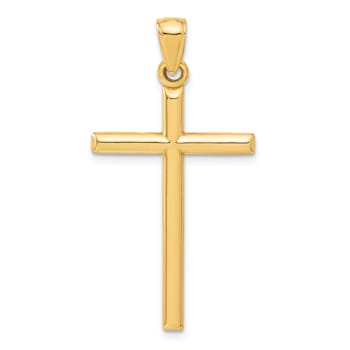 14k Yellow Gold Polished Cross Pendant