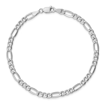 Rhodium Over 14k White Gold 4.4mm Figaro Link Bracelet, 7 Inches