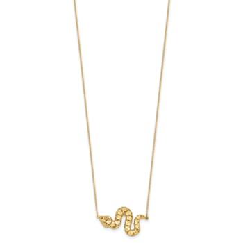14K Yellow Gold Diamond-cut Snake Necklace