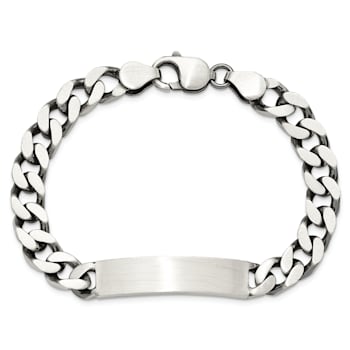 Sterling Silver Antiqued Curb Link ID Bracelet