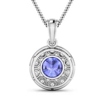 2.02ctw 14K White Gold Tanzanite and White Diamond Pendant with 18 inch
Cable Chain