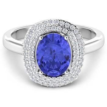 1.69ctw Violet Tanzanite and Diamond 14K White Gold Halo Ring