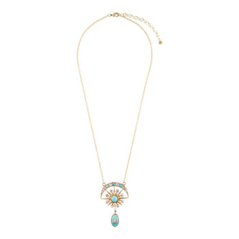 Barse Jewelry Blue Composite Turquoise Gold Tone Celestial Drop Necklace