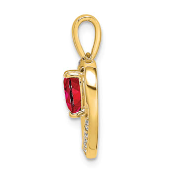 14k Yellow Gold Ruby and Diamond Heart Pendant