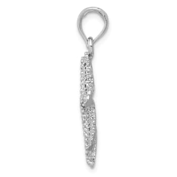 Rhodium Over 14k White Gold Polished and Textured Open-Backed Starfish Pendant