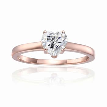 Heart Shape Moissanite 14K Rose Gold Over Sterling Silver Solitaire
Ring, 0.80ct