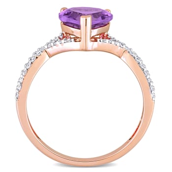 Amethyst and Diamond 14K Rose Gold Infinity Ring 1.7ctw