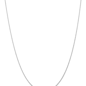 Rhodium Over 14k White Gold 0.7mm Solid Cable 18 Inch Chain