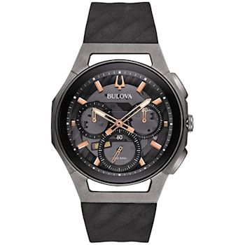 Bulova Men's Curv Black Rubber Strap Watch