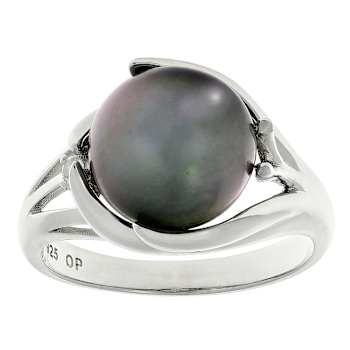 Tahitian Pearl And Topaz Ring In Sterling Silver