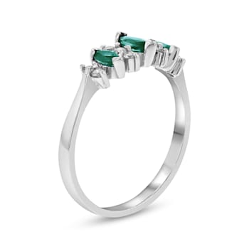 0.37ctw Emerald and Diamond Ring in 14k White Gold