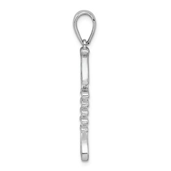 Rhodium Over Sterling Silver Polished 3D Enameled Fishbone Pendant