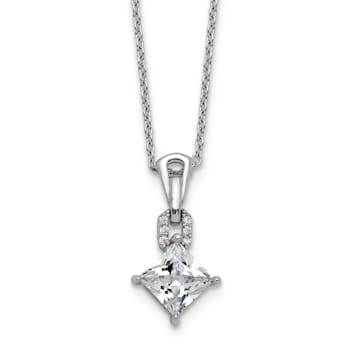Rhodium Over Sterling Silver Polished Fancy Cubic Zirconia Link With 2
Inch Extension Necklace