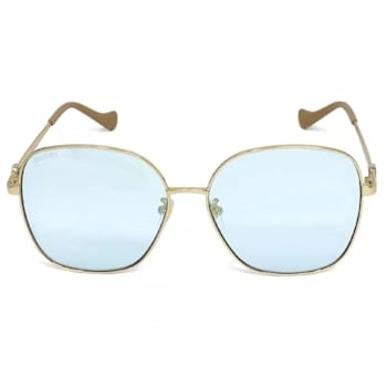 Gucci Gold Tone Frame / Blue Lens Sunglasses