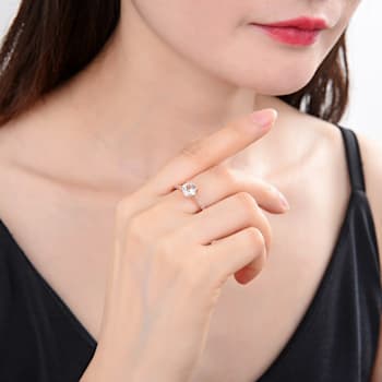 Round White Topaz 14K Rose Gold Over Sterling Silver Ring, 3.28ctw