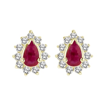 0.70ctw Ruby and Diamond Earrings in 14k Yellow Gold