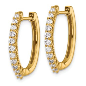 14K Yellow Gold Lab Grown Diamond SI1/SI2, G H I, Hinged Hoop Earrings